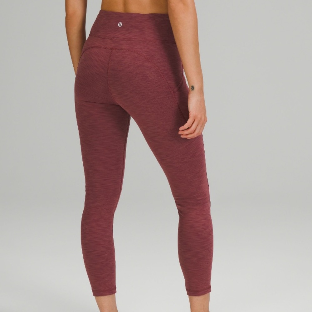 🎈Lululemon Invigorate tights 25” (7/8) Heathered Mulled Wine Red 4 - Picture 4 of 14